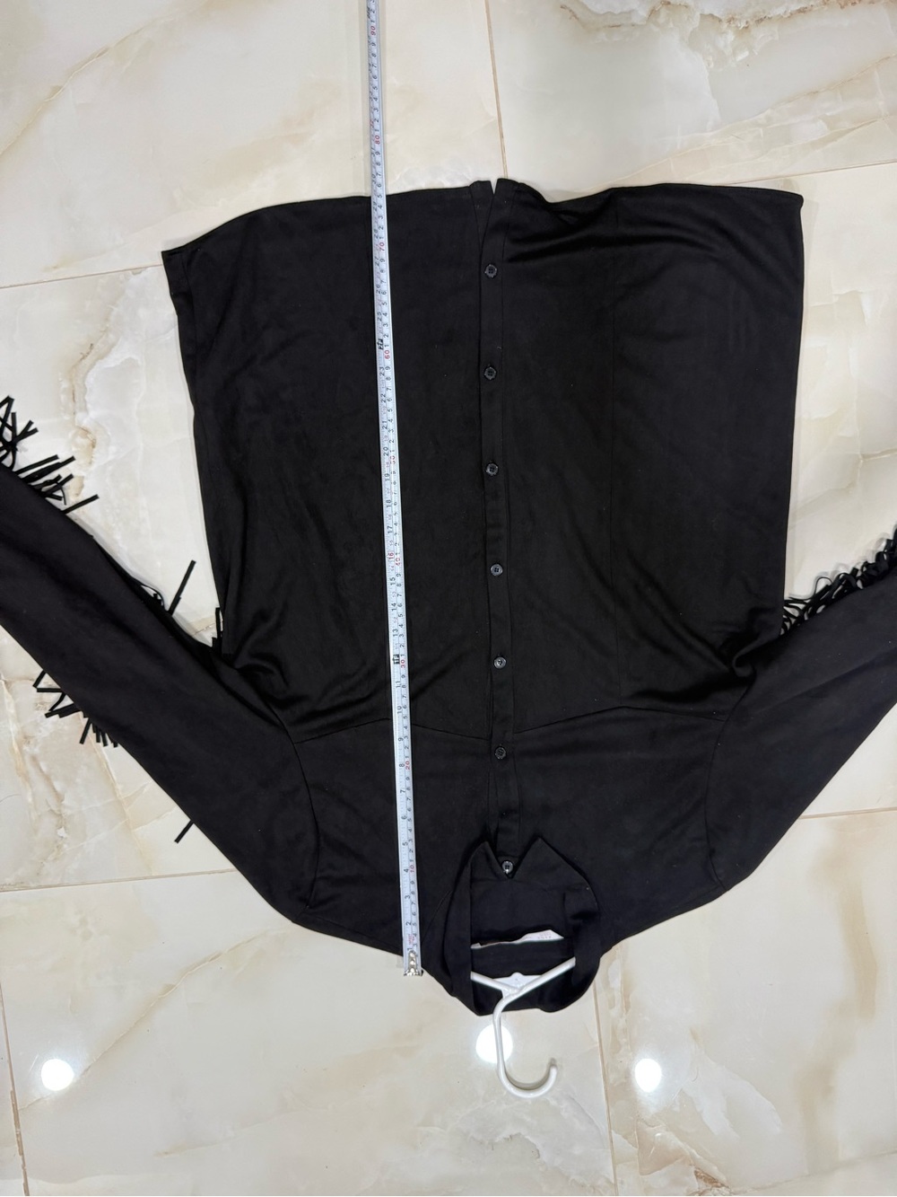 Zara Black Blouse with Fringe Sleeve Detail - Picture 8 of 10